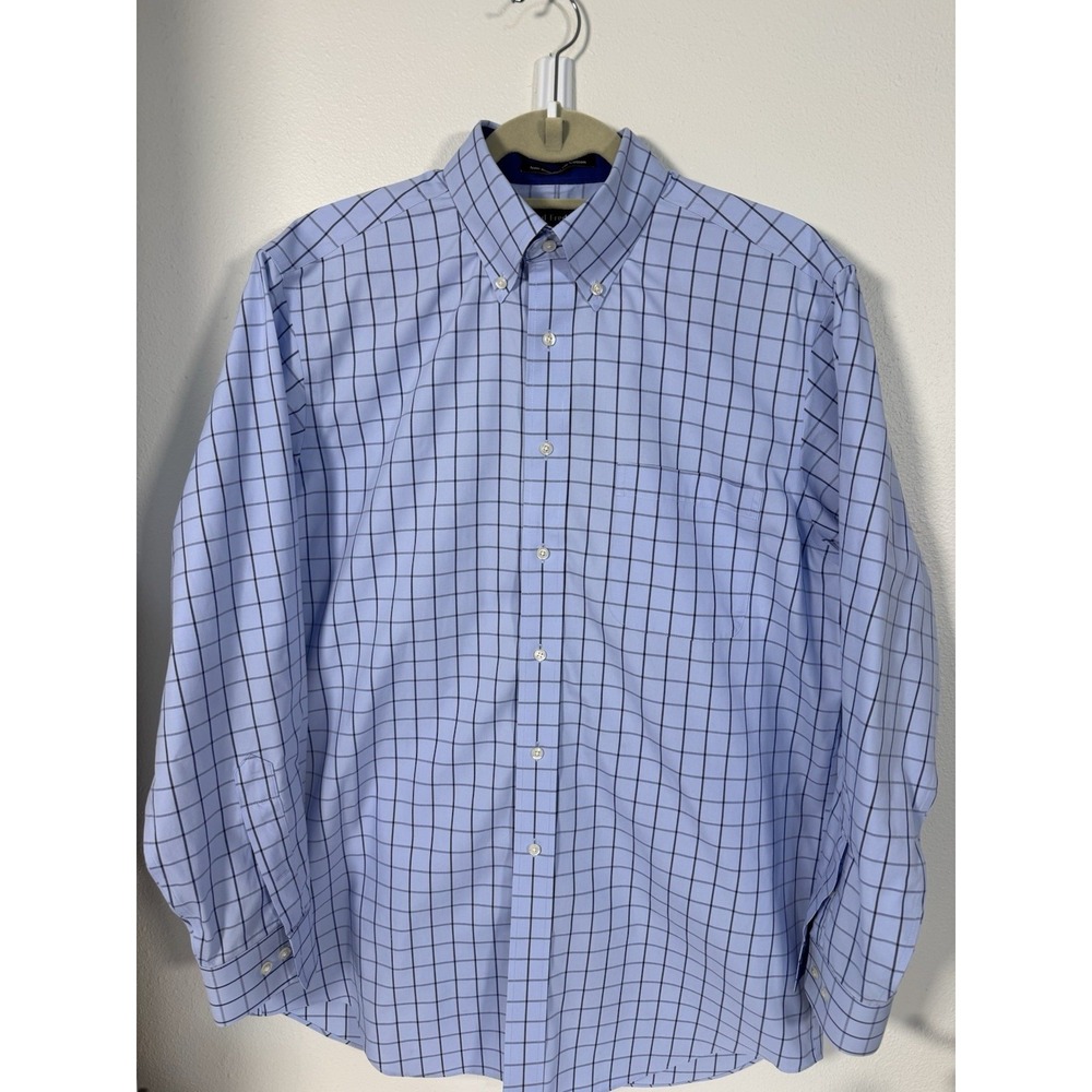 Paul Frederick Men's 15 1/2 X33 Blue Plaid L/S Button Down Shirt PF02
